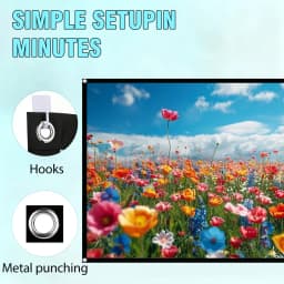 XIAOHUI Simple White Grid Anti-Light Screen Portable Projector Screen 60-180Inch Home Office Projection Screen 16:9 Ratio