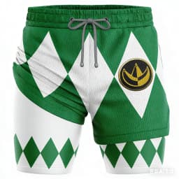Bandai Periphery Power Rangers Men's Double Layer 2-In-1 Performance Gym Shorts Summer Quick-Dry Comfy Lightweight Beach Shorts