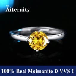 Classic 6 Prong Diamond Ring D Color 1ct Moissanite VVS Round Cut Lab Diamond Ring for Women Engagement Wedding Band Jewelry