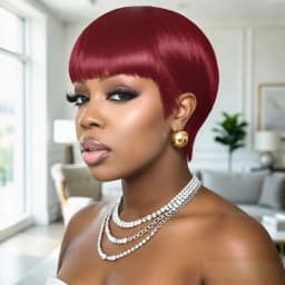 Human Hair Wig for Women Pixie Cut Straight Hair Wig with for Daily Use Brown Color Full Machine Made