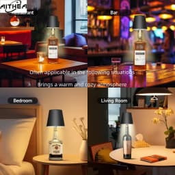 AITHEA LED Rechargeable Wine Bottle Lamp Touch Control of 3 Colors and Stepless Dimming Table Lamp Night Light