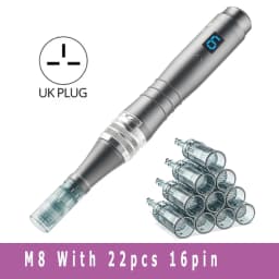 Microneedle Derma Roller Derma Pen M8 with 22pcs Needle Cartridges 0.25mm Microneedle Skin Care Tool for Men Women Home Use