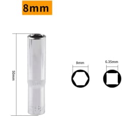 1Pc 1/4'' Hex Socket Adapter 4~14mm Deep Ratchet Wrench Head 50/25mm Length Impact Driver Hand Tools Car Repairing Accessories