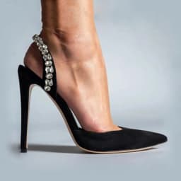 New Rose Red Water Diamond High Heels for Women with Thin Heels, Pointed Toes, and Headbands, Wearing Cold Slippers Outside