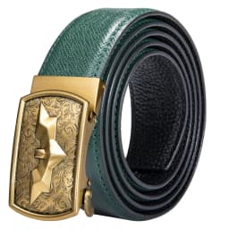 High Quality Green Faux Leather Belts For Men Metal Automatic Buckle Men's Belt Luxury Famous Brand Waist Strap DiBanGu