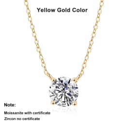 NeeTim 1ct 2ct 3ct 5ct D VVS1 Moissanite Necklace for Women Sterling Silver 925 with Yellow Rose Gold Plated Sparkling Pendant