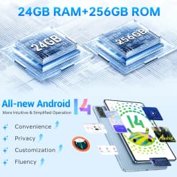 OUKITEL OT5S Android 14 Tablet - 12 Inch 2K Display, 24GB+256GB, 8250mAh, 16MP/4G Dual SIM/5G WiFi/TÜV/GPS/Includes Pen and Case
