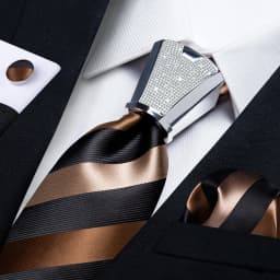DiBanGu Business Plaid Black Solid Luxury Elegant Silk Ties for Men Designer Tie Buckle Handkerchief Cufflinks Wedding Accessory