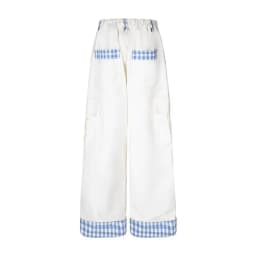 Y2K Puppy Jeans High Waist Checkered Patchwork Work Pants American Retro Loose Fit Straight Leg Wide Leg