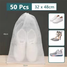 50 Pcs Breathable Dust Covers Non-Woven Dustproof Drawstring Clear Storage Bag Travel Pouch Shoe Bags Drying Shoes Protect