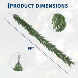 Garvee Christmas Garland 6/9ft Artificial Norfolk Pine Greenery Christmas Garland Xmas Tree Ornaments for Home Party Door Fireplace Stair Decoration