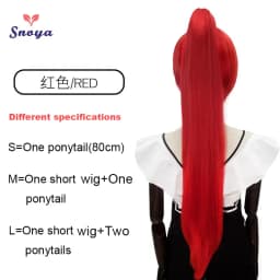 Snoya Synthetic 80cm Versatile Long Straight Claw Clip Ponytail Extensions for Ancient Costume Design Red Purple Pink Blue Black