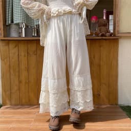 Lace Splicing Wide Leg Pants Women's Base Layer Pants Spring Summer Artistic Lady Underpants Trousers