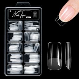 100pcs Almond Square Traceless Transparent False Nail Stickers Full Cover Pressed Nail Acrylic Suitable for Nail Art Extension