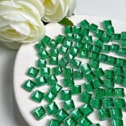 Mosaic Tiles for Crafts Blue Shine Assorted Color 50pcs Glass Glitter Mosaic Supplies Pieces Bulk Square Shape Home Decoration