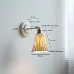 IWHD White Ceramic LED Wall Light Fixtures Copper Arm Socket Bedroom Living Room Beside Lamp Modern Wandlamp Applique Murale