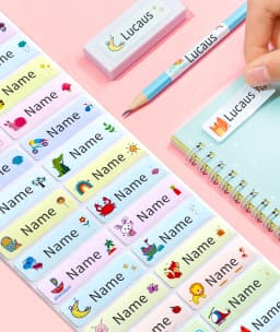 Customized Waterproof Name Labels for School - Personalized Stickers for Kids Lunch Boxes, Backpacks & Bottles, Multilingual