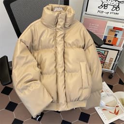 Men's Winter Thickened PU Leather Cotton Jacket Loose Fit Stand Collar Warm Outerwear Cleanfit American Retro Style Coat