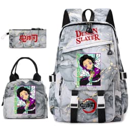 Demon Slayer Anime Backpack Set for Girls Demon Slayer 3Pcs School Bag Lunch Kit Pouch