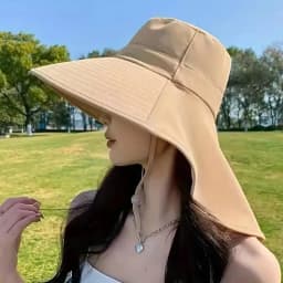 New Summer Ponytail Hat with Large Brim Sun Visor Women's Neck Protection Fisherman's Hat Outdoor Hat