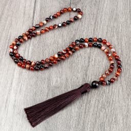108 Mala Beaded Tassel Necklace Tiger Eyes Turquesa Meditation Yoga Jewelry Women Malachite Bohemian Ethnic Amazonite Necklace