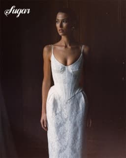 Customized White Lace Spaghetti Strap Wedding Dress Mermaid Lace Bridal Gown Elegant Mermaid Ankle-Length Wedding Gown 2026