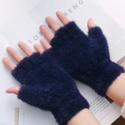 Lovely Fluffy Plush Fingerless Gloves Students Write Type Women Mink Soft Winter Warm Half Fingers Gloves Girls Knitted Mittens