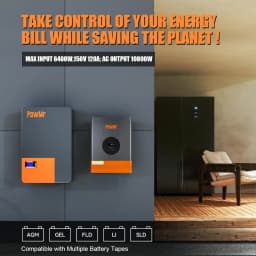 PowMr 10KW 5KW Split Phase Inverter 48V 110V or 220V Low Frequency Inverter Off Grid with MPPT 120A Solar Battery Charger Max PV 245V