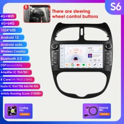 2Din Carplay Android Auto Car radio For PEUGEOT 206 206CC 206SW 2000-2008 Multimedia GPS 2din autoradio No DVD Octa Core 7862