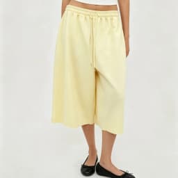 Casual Wide Leg Cropped Sweat Pants Women Drawstring Elastic Waist Raw Hem Loose‑Fit Knee‑Length Culottes Streetwear Trousers