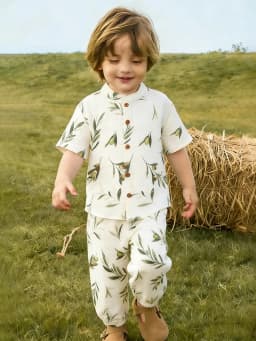 2Pcs Organic Cotton Kids Baby Sets Spring Summer Solid Tshirt Top + Pant Casual Toddler Boy Clothing
