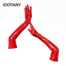 Sexy Wetlook Punk Rock Hip Hop Jazz Disco Dance Gloves Leather Skinny Long Glove Shiny Metallic Mittens Cosplay Accessory