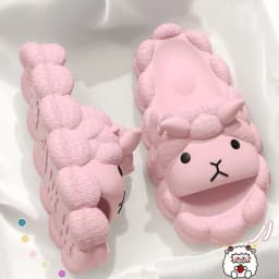Cute Sheep Women's Slippers Soft Thick Sole Pvc Bathroom Slipper Cartoon Printed Anti Slip Couples Home Slippers