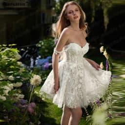 BEPEITHY Customized Sweetheart Short Mini Lace Wedding Dresses 2025 Sleeveless Bride Part Bridal Gown Vestidos De Novias Summer