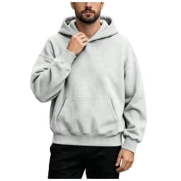 Basic Warm Fleece Hoodie Men's Sweatshirt Design Drop Shoulders Solid Color Trendy Versatile Loose Top Regular Fir Sweatshirts