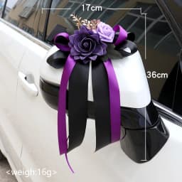 Yannew 6pcs Multi-use Wedding Car Door Handle Decoration Flowers Car Rearview Mirror Flower Just Married Auto Decor Accessories