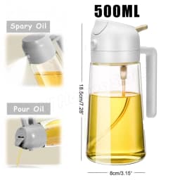 500ML 2-in-1 Dual Use Plastic Olive Oil Sprayer Dispenser Spray Pour Bottle Vinegar Mister Air Fryer BBQ Salad Kitchen Tools
