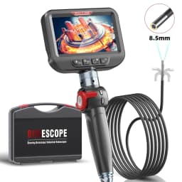 Ralcam Articulating Borescope 2-Way 180° Endoscope 3.9mm Inspection Camera 5.0" Scree Pipe Camera 10 LED Lights Semi Rigid Cable