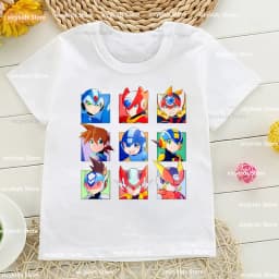 New Boys T-Shirt Funny ¡ Mega Man Listo Para Comenzar Cartoon Kids Clothes Summer Kids Clothes T Shirt White Short Sleeve Tops