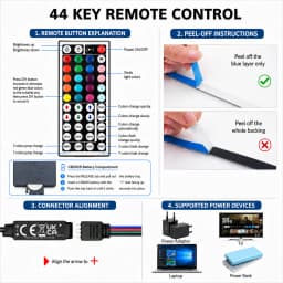 1M-40M Led Strip Lights with 44 Key Remote Control RGB Tape Led Wall Room for Home Bedroom Party Decor TV Backlight