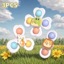 3PCS Suction Cup Rotating Toy for Baby Hand-eye Coordination Educational Training, Bath & Travel Toy, Birthday Christmas Gift