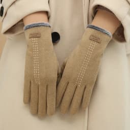 Winter Women's Gloves Vintage Windproof Touch Screen Keep Warm Velvet Gloves for Women Plush Riding Driving Solid Color ST2207