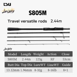TSURINOYA LURE VALLEY 5 Section Spinning Casting Fishing Rod 1.98m 2.08m 2.28m 2.44m 2.7m FUJI A Guide travel versatile Bass Rod