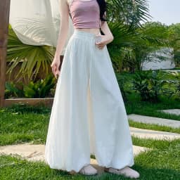 Women's Oversized High Waist Wide Leg Pants Spring Summer Solid Color Casual Cropped Pants Woman Loose Puffy Lantern Trousers