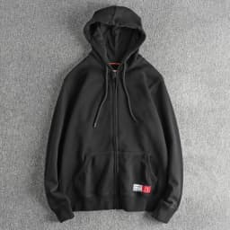 Autumn Winter New American Retro Long Sleeve Solid Color Hooded Hoodies Men's Simple Washed Casual Loose Cardigan Sweatshirts