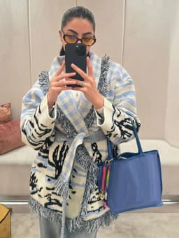 Knitted Jacquard Tassels Patchwork Cardigans Women Sweaters Long Sleeve V-neck Thicken Vacation Sweater 2025 Autumn Coats Tops