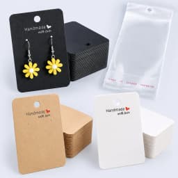 100pcs Earring Card Holder With Self-Sealing Bag Set Including 50 Cards and 50 Clear OPP Storage Bags For Jewelry Display
