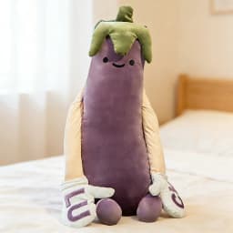 Cute Humanized Vegetable Long Cylindrical Plush Hug Pillow,Eggplant Carrot Banana With Arms Feet, Ergonomic Leg & Waist Support