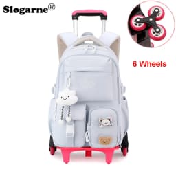 2026 Children Wheeled Backpack Students Schoolbag Rolling Backpacks Bag Kids School Trolley Bookbag Girls School Bag with Wheels
