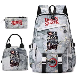 Demon Slayer Anime Backpack Set for Girls Demon Slayer 3Pcs School Bag Lunch Kit Pouch